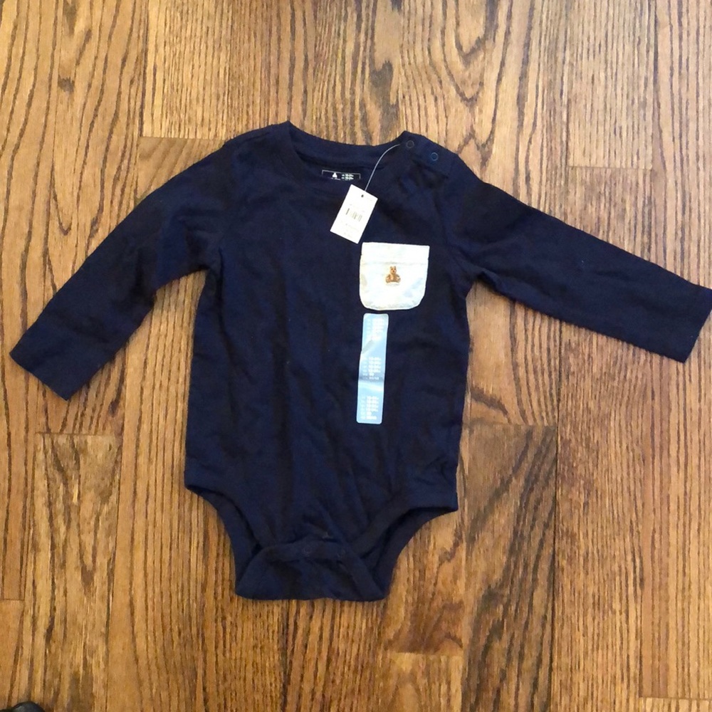 Baby GAP navy with gray pocket onesie bodysuit size 18-24 months